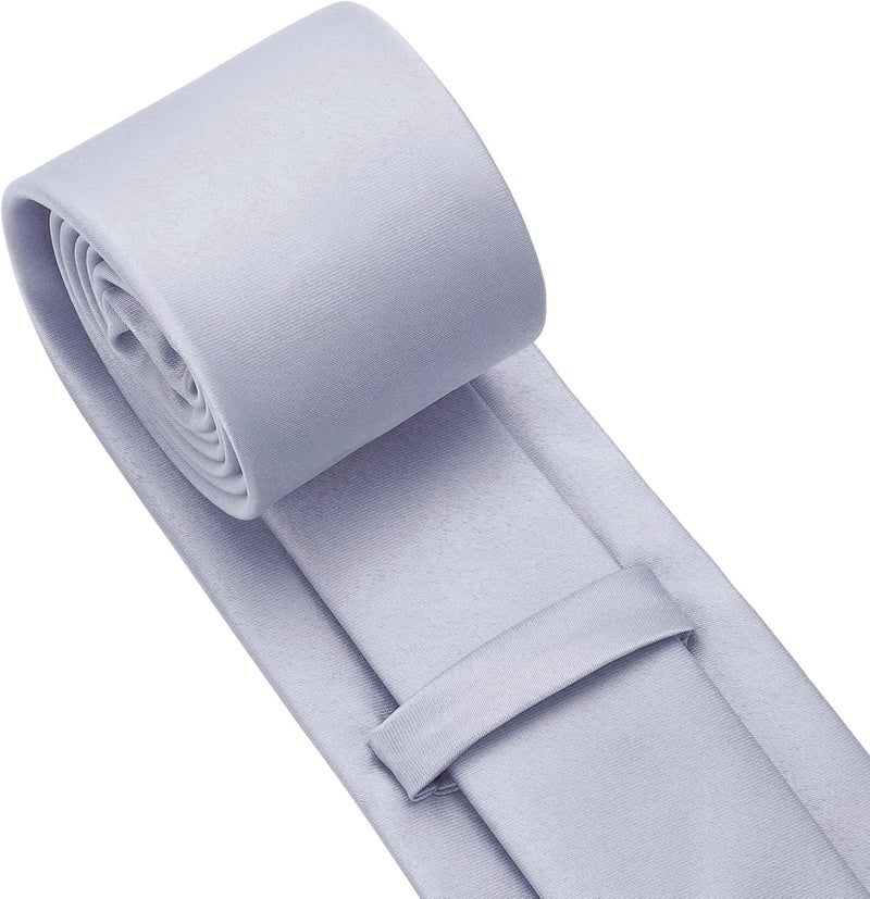 pensee Men's Tie Set Solid Pure Color 3.15" (8CM) Classic Formal Plain Necktie and Pocket Square Set For Men - Image 5